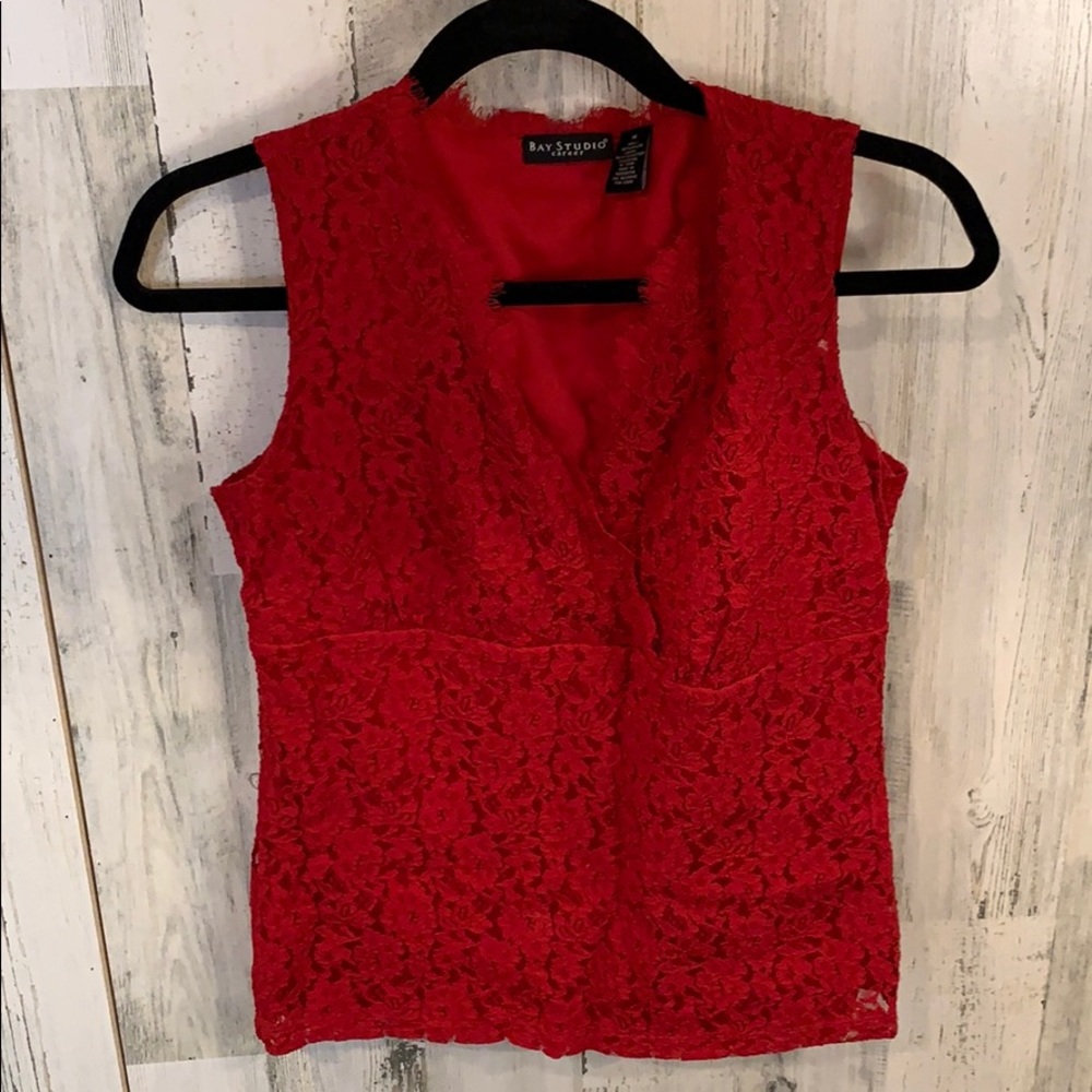 Red lace tank